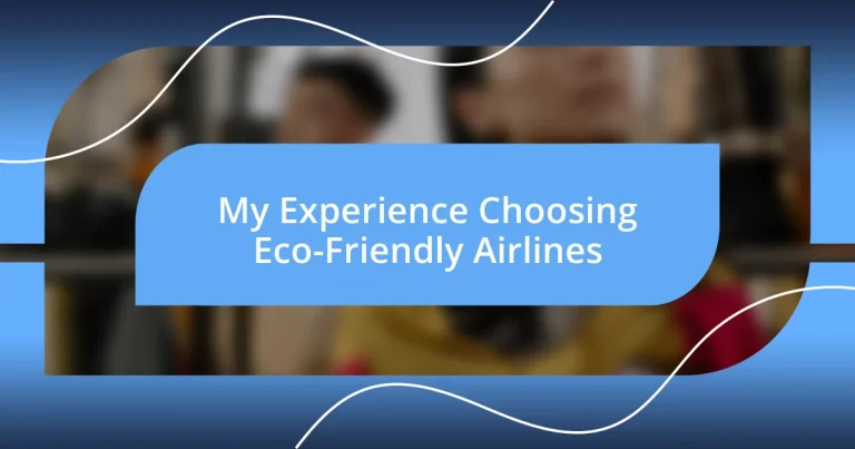 My Experience Choosing Eco-Friendly Airlines