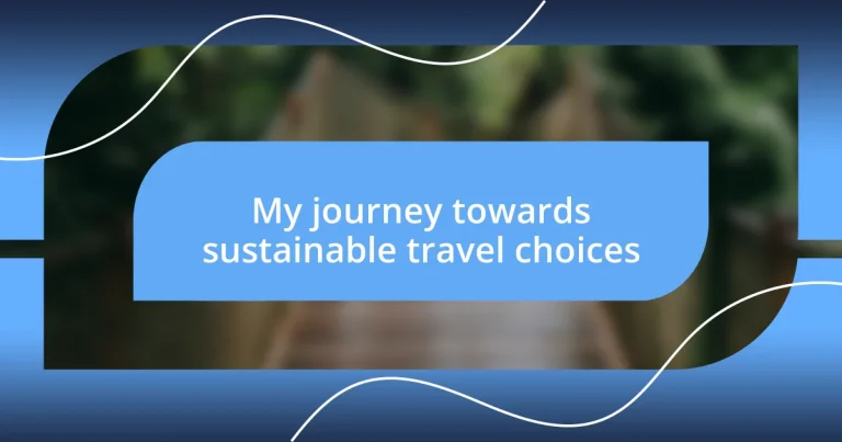 My journey towards sustainable travel choices