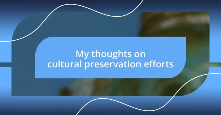 My thoughts on cultural preservation efforts