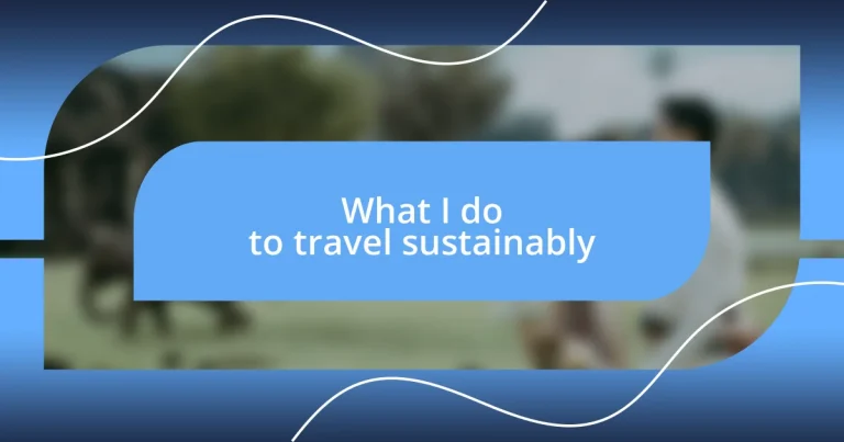 What I do to travel sustainably